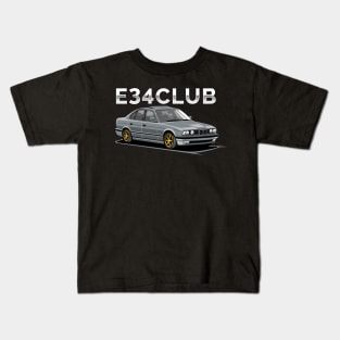 E34 CLUB - E34 Car Illustration Kids T-Shirt